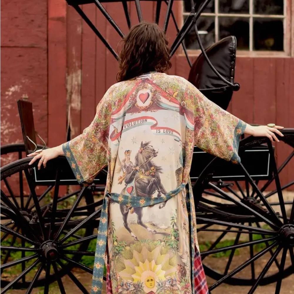 LOVE REVOLUTION OPERA DUSTER FULL LENGTH by Market of Stars Kimono robe w/ belt - Picture 12 of 16